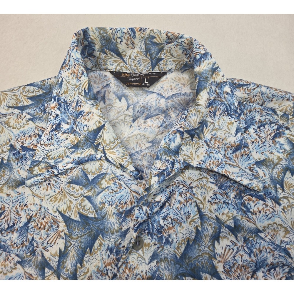1970s Shirt JCPenney L Groovy Printed Hippie Butterfly Collar Disco LIMITED USE